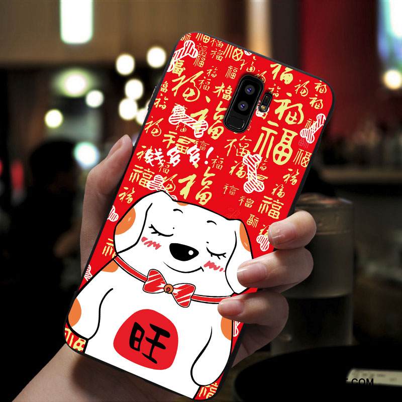 Kuori Samsung Galaxy S9+ Laukut Pesty Suede Puhelimen Kuoret, Kotelo Samsung Galaxy S9+ Silikoni Murtumaton Punainen