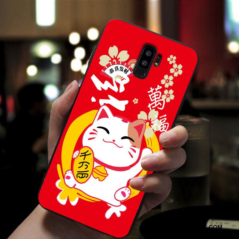 Kuori Samsung Galaxy S9+ Laukut Pesty Suede Puhelimen Kuoret, Kotelo Samsung Galaxy S9+ Silikoni Murtumaton Punainen