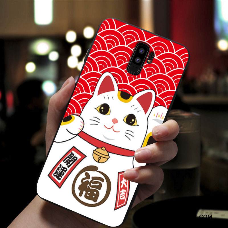 Kuori Samsung Galaxy S9+ Laukut Pesty Suede Puhelimen Kuoret, Kotelo Samsung Galaxy S9+ Silikoni Murtumaton Punainen