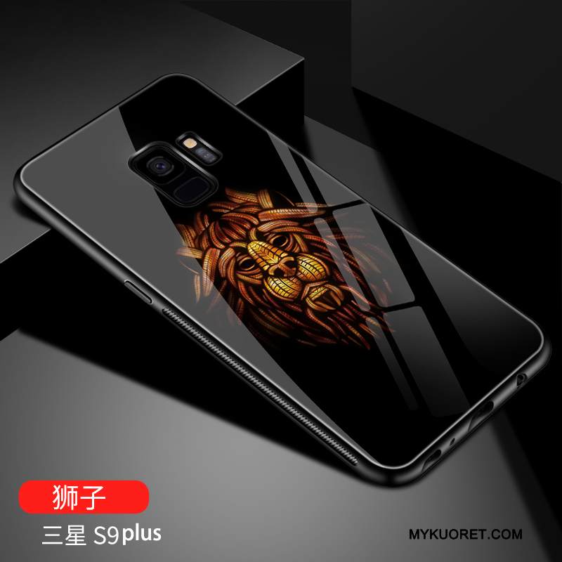 Kuori Samsung Galaxy S9+ Laukut Yksinkertainen Karkaisu, Kotelo Samsung Galaxy S9+ Suojaus Musta Murtumaton