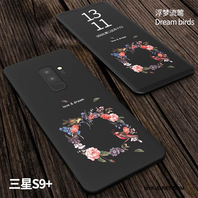 Kuori Samsung Galaxy S9+ Luova Puhelimen Kuoret Murtumaton, Kotelo Samsung Galaxy S9+ Laukut Musta Pesty Suede