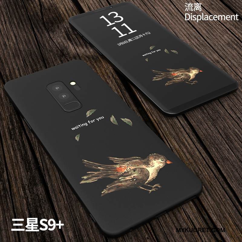 Kuori Samsung Galaxy S9+ Luova Puhelimen Kuoret Murtumaton, Kotelo Samsung Galaxy S9+ Laukut Musta Pesty Suede