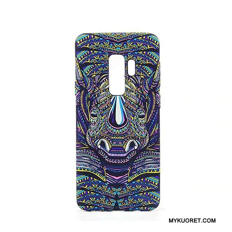 Kuori Samsung Galaxy S9+ Maalaus Sininen Pesty Suede, Kotelo Samsung Galaxy S9+ Sarjakuva Eläin Trendi