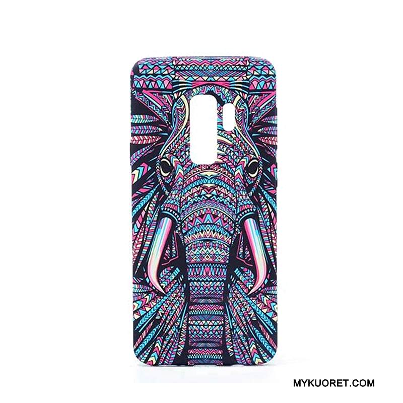 Kuori Samsung Galaxy S9+ Maalaus Sininen Pesty Suede, Kotelo Samsung Galaxy S9+ Sarjakuva Eläin Trendi