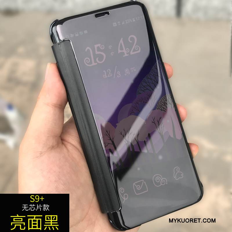 Kuori Samsung Galaxy S9+ Nahka Horrostila Puhelimen Kuoret, Kotelo Samsung Galaxy S9+ Suojaus Peili Tummansininen
