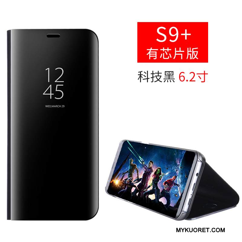 Kuori Samsung Galaxy S9+ Nahka Horrostila Puhelimen Kuoret, Kotelo Samsung Galaxy S9+ Suojaus Peili Tummansininen