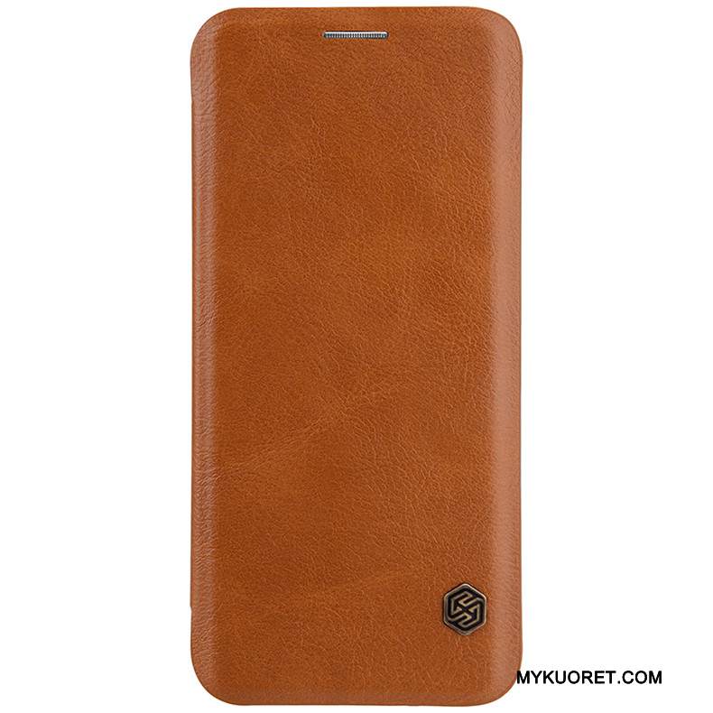 Kuori Samsung Galaxy S9+ Nahka Kulta Punainen, Kotelo Samsung Galaxy S9+ Kuoret Kortti Puhelimen Kuoret