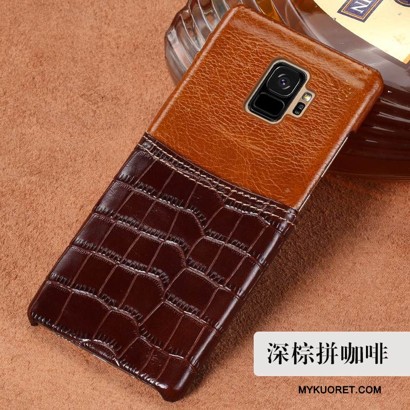Kuori Samsung Galaxy S9 Nahka Puhelimen Kuoret Tummansininen, Kotelo Samsung Galaxy S9 Suojaus Murtumaton