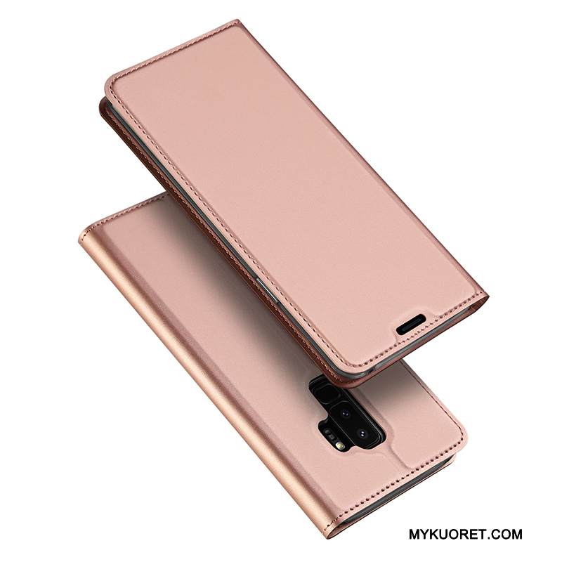 Kuori Samsung Galaxy S9+ Nahka Uusi Kulta, Kotelo Samsung Galaxy S9+ Suojaus Kortti Murtumaton