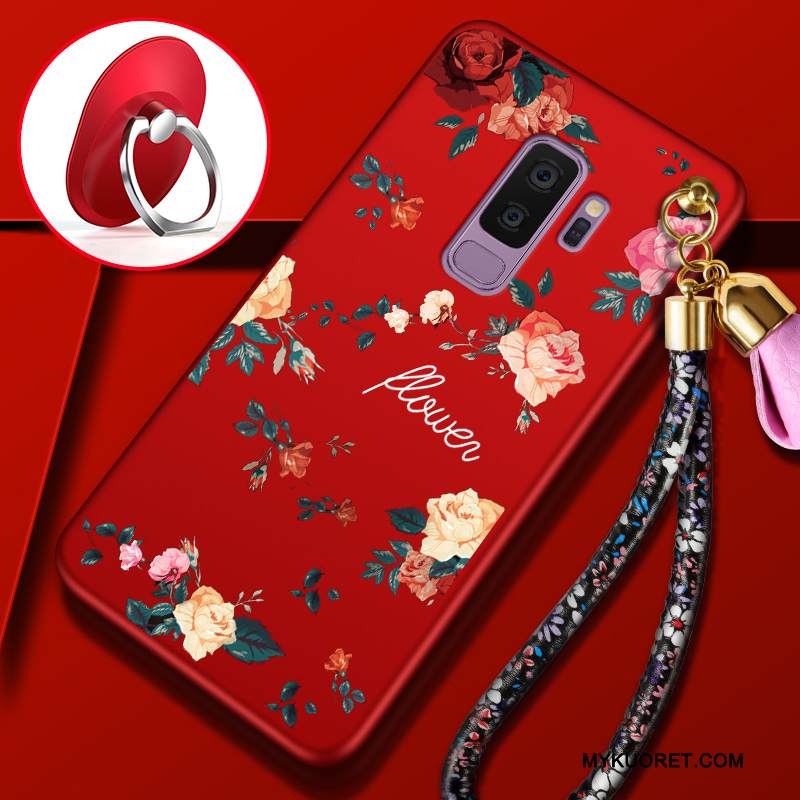 Kuori Samsung Galaxy S9+ Pehmeä Neste Murtumaton Trendi, Kotelo Samsung Galaxy S9+ Laukut Pesty Suede Punainen