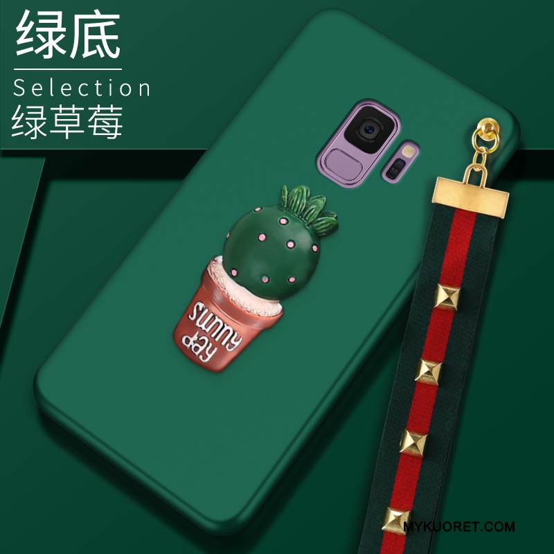 Kuori Samsung Galaxy S9 Silikoni Persoonallisuus Puhelimen Kuoret, Kotelo Samsung Galaxy S9 Luova Tummanvihreä Pesty Suede