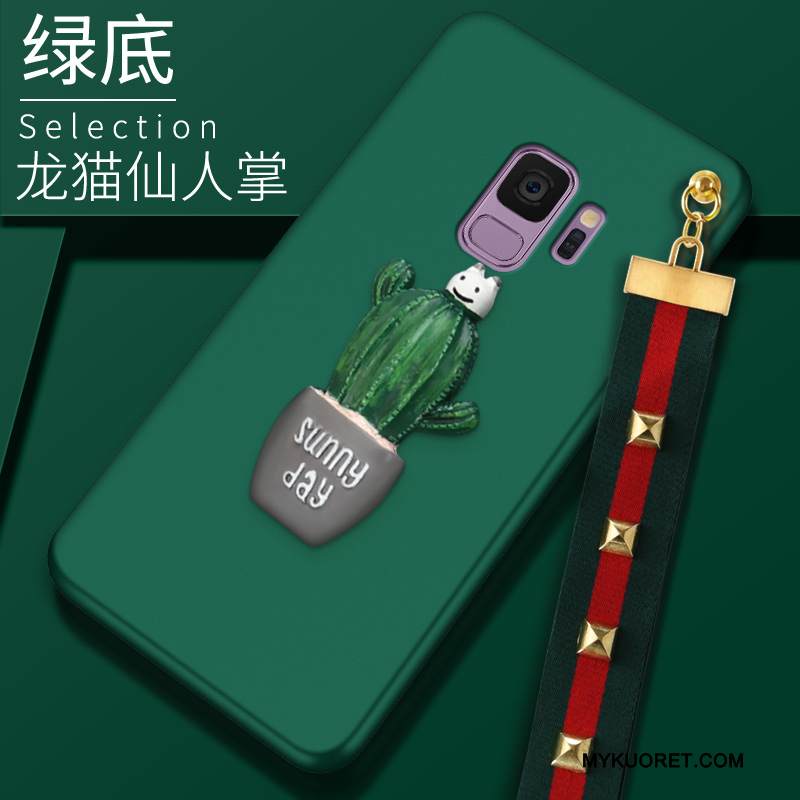 Kuori Samsung Galaxy S9 Silikoni Persoonallisuus Puhelimen Kuoret, Kotelo Samsung Galaxy S9 Luova Tummanvihreä Pesty Suede