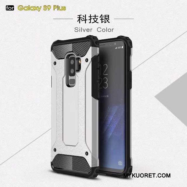 Kuori Samsung Galaxy S9+ Silikoni Puhelimen Kuoret Murtumaton, Kotelo Samsung Galaxy S9+ Luova Kolme Puolustusta Jauhe