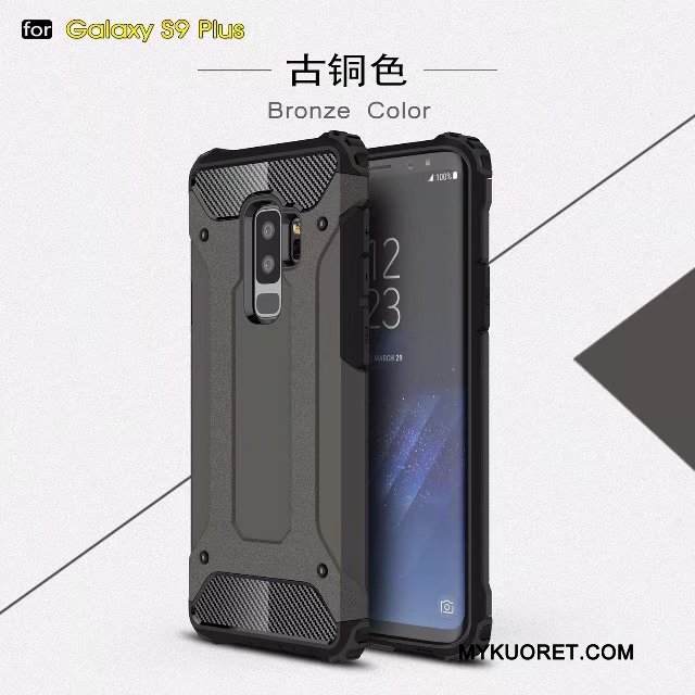 Kuori Samsung Galaxy S9+ Silikoni Puhelimen Kuoret Murtumaton, Kotelo Samsung Galaxy S9+ Luova Kolme Puolustusta Jauhe