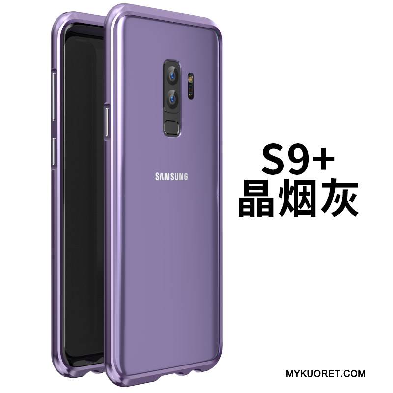 Kuori Samsung Galaxy S9+ Suojaus Puhelimen Kuoret Lasi, Kotelo Samsung Galaxy S9+ Laukut Kehys Sininen