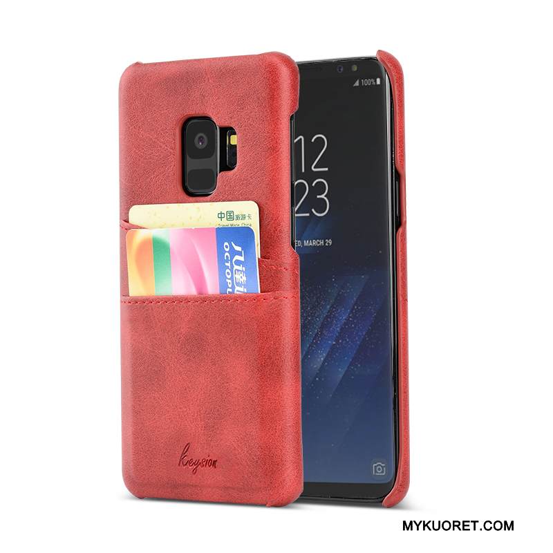 Kuori Samsung Galaxy S9 Tila Uusi Tummansininen, Kotelo Samsung Galaxy S9 Nahka Kortti Murtumaton