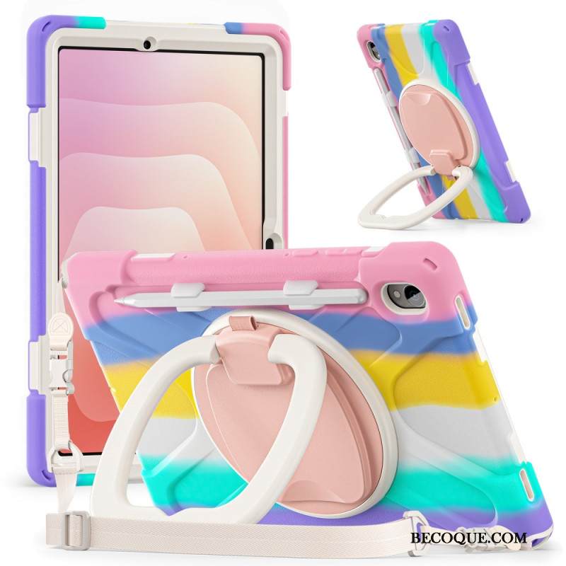 Kuori Samsung Galaxy Tab S11 Kolminkertainen Suojaus Olkahihnalla Ja Sormuspidikkeellä