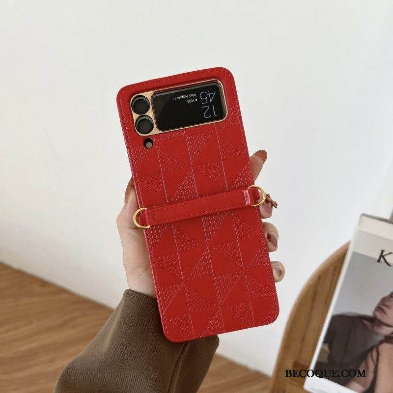 Kuori Samsung Galaxy Z Flip 3 5G Kiristysnyörillä Kotelot Flip Keinonahkainen Kiristysnyöri