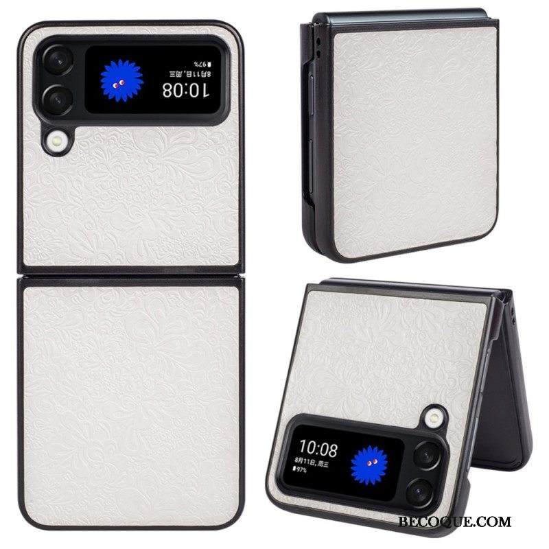 Kuori Samsung Galaxy Z Flip 4 Kotelot Flip Barokki Nahkaefekti