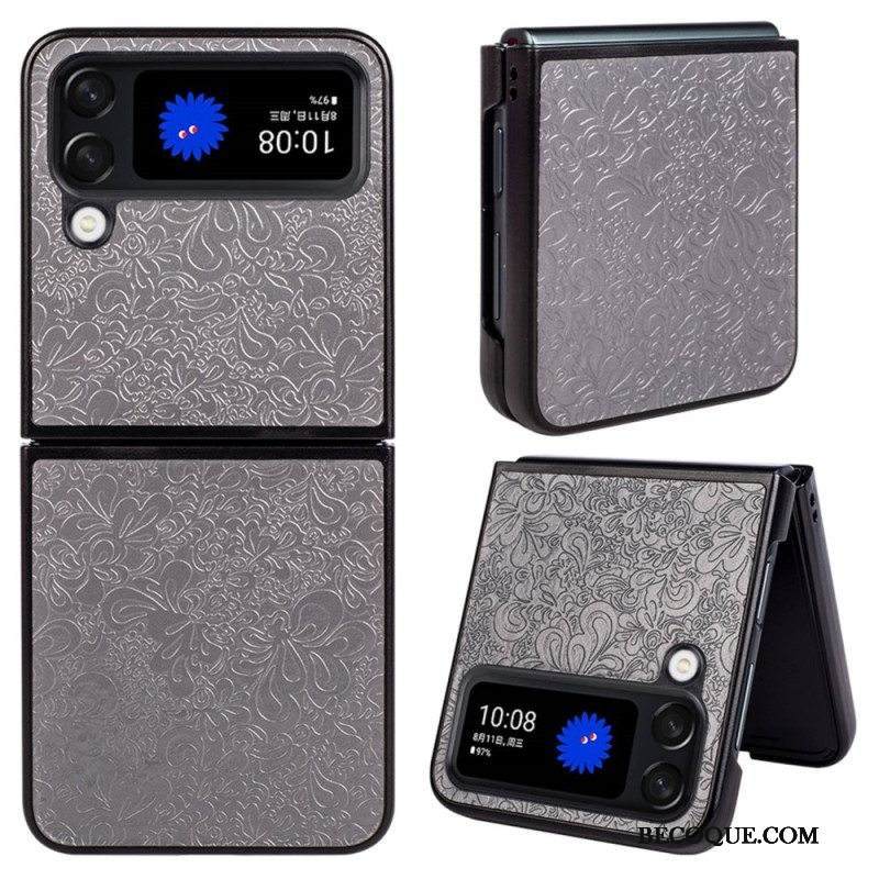 Kuori Samsung Galaxy Z Flip 4 Kotelot Flip Barokki Nahkaefekti