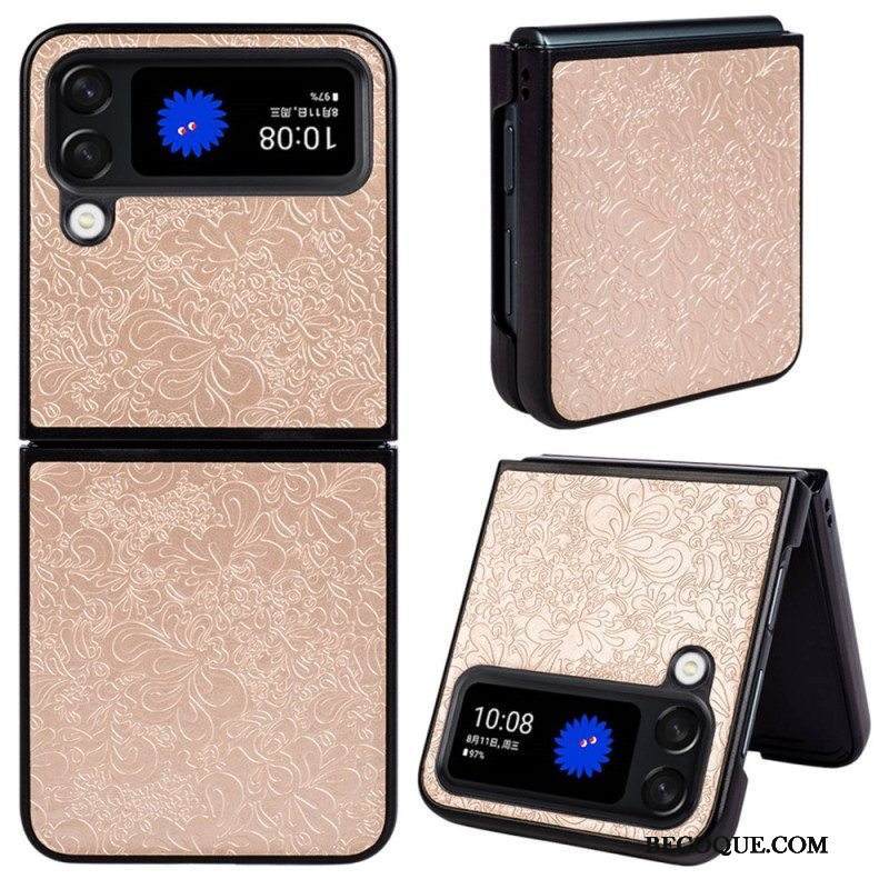 Kuori Samsung Galaxy Z Flip 4 Kotelot Flip Barokki Nahkaefekti
