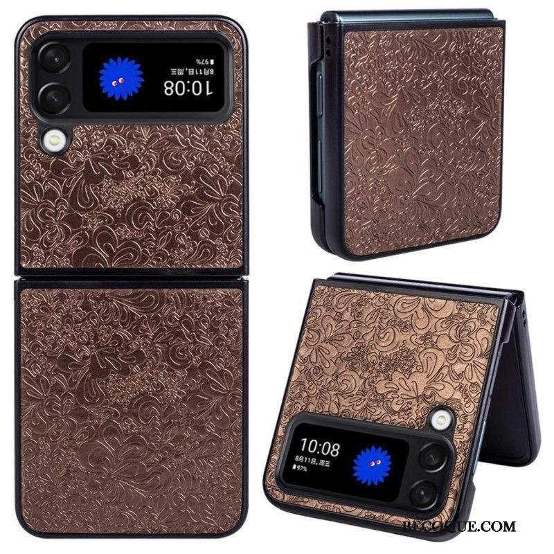 Kuori Samsung Galaxy Z Flip 4 Kotelot Flip Barokki Nahkaefekti