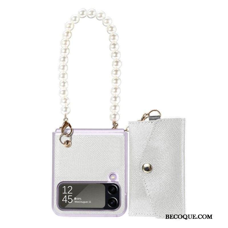 Kuori Samsung Galaxy Z Flip 4 Kotelot Flip Korttipidike Ja Kaulanauhahelmet