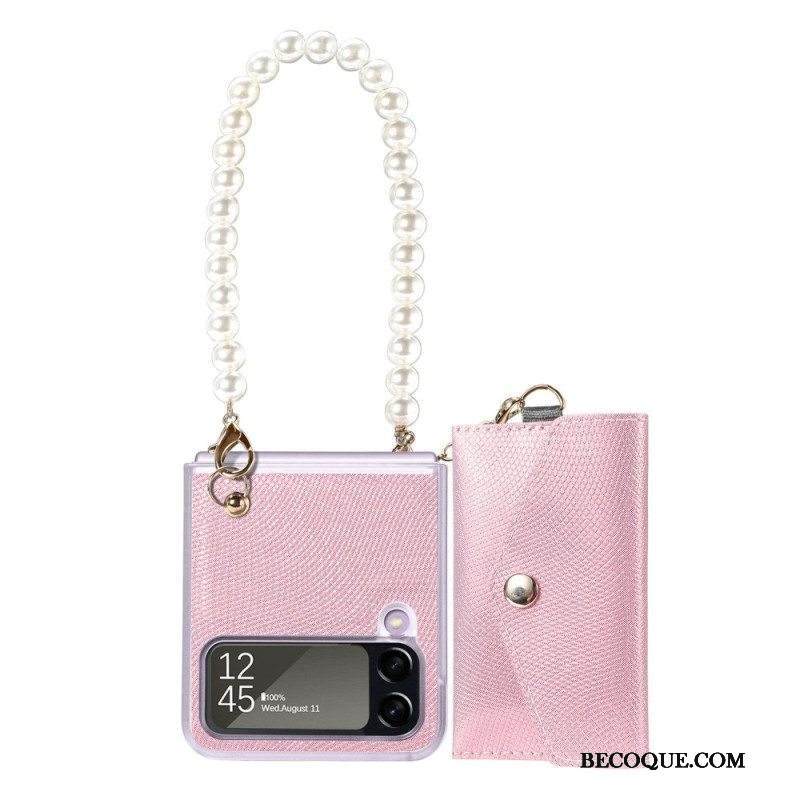 Kuori Samsung Galaxy Z Flip 4 Kotelot Flip Korttipidike Ja Kaulanauhahelmet