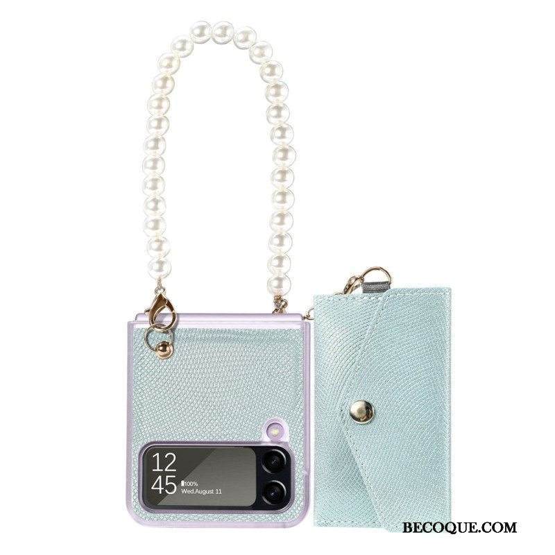 Kuori Samsung Galaxy Z Flip 4 Kotelot Flip Korttipidike Ja Kaulanauhahelmet