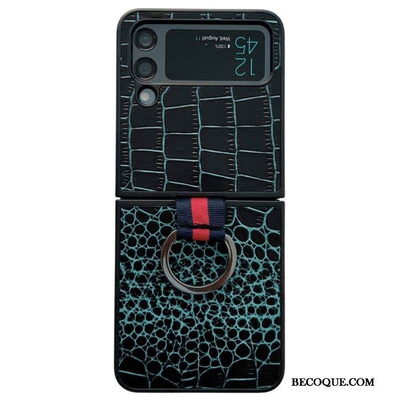 Kuori Samsung Galaxy Z Flip 4 Kotelot Flip Krokotiili Ja Sormustyyli
