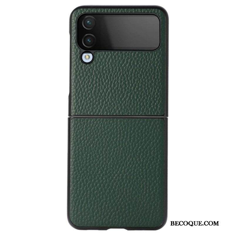 Kuori Samsung Galaxy Z Flip 4 Kotelot Flip Litchi Aitoa Nahkaa