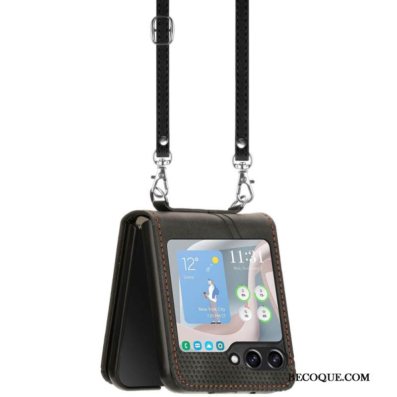 Kuori Samsung Galaxy Z Flip 7 Fe Geometrinen Kuvio Olkahihnalla