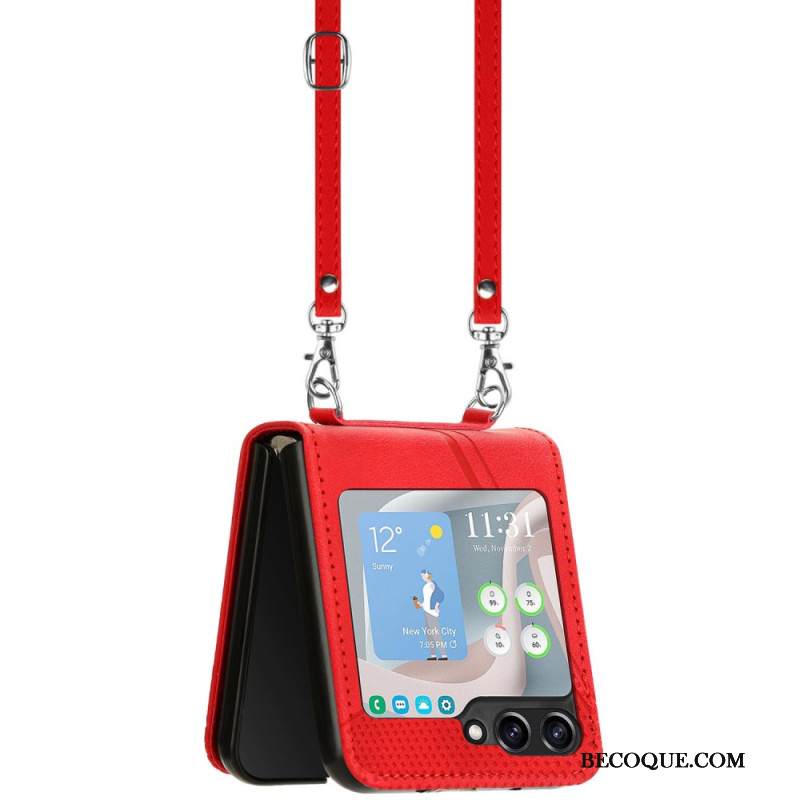 Kuori Samsung Galaxy Z Flip 7 Fe Geometrinen Kuvio Olkahihnalla