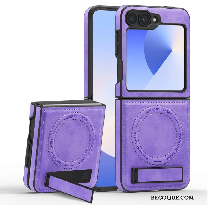 Kuori Samsung Galaxy Z Flip 7 Fe Magsafe-yhteensopiva Nahkaefekti Jalusta