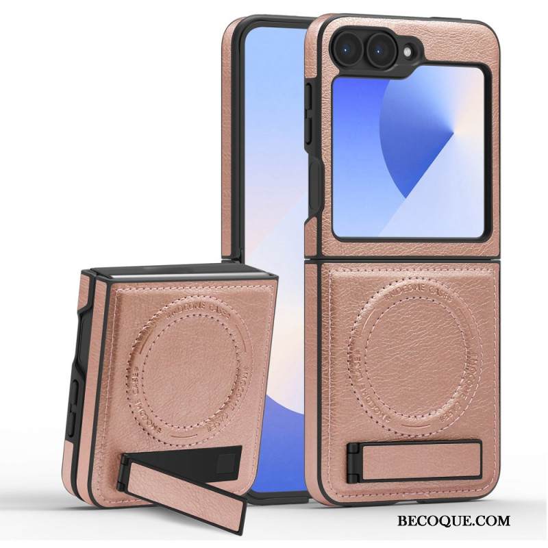 Kuori Samsung Galaxy Z Flip 7 Fe Magsafe-yhteensopiva Nahkaefekti Jalusta