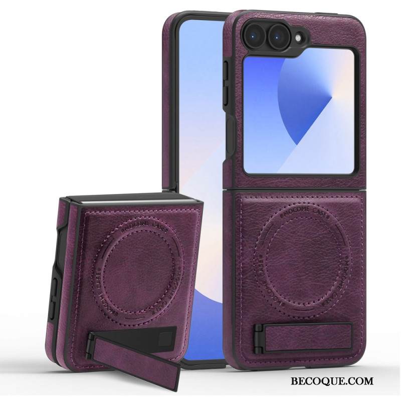 Kuori Samsung Galaxy Z Flip 7 Fe Magsafe-yhteensopiva Nahkaefekti Jalusta