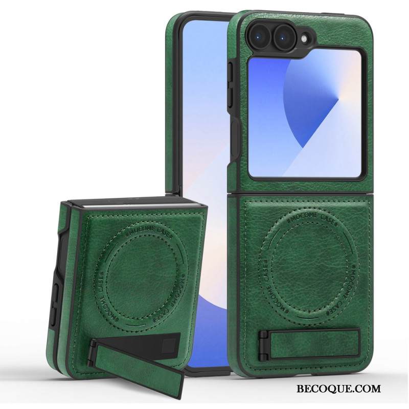 Kuori Samsung Galaxy Z Flip 7 Fe Magsafe-yhteensopiva Nahkaefekti Jalusta