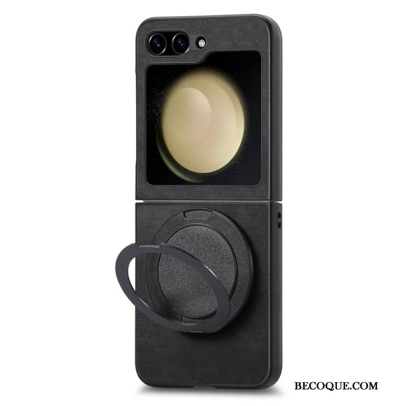 Kuori Samsung Galaxy Z Flip 7 Fe Mokkanahkaefekti Pyörivällä Jalustalla