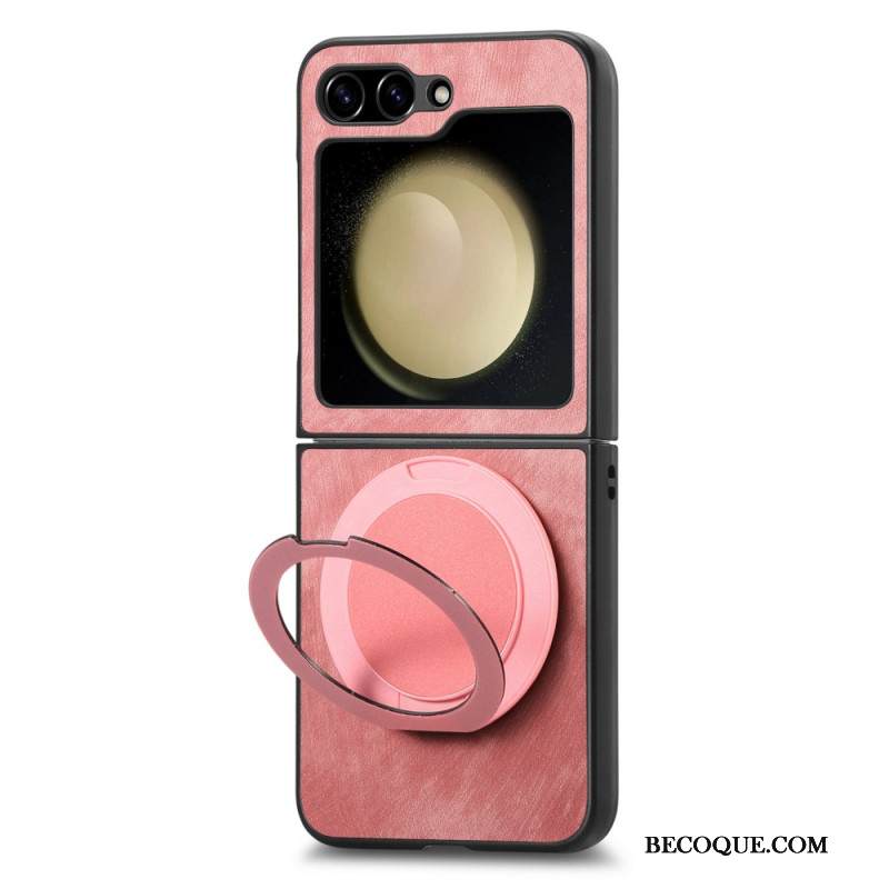 Kuori Samsung Galaxy Z Flip 7 Fe Mokkanahkaefekti Pyörivällä Jalustalla