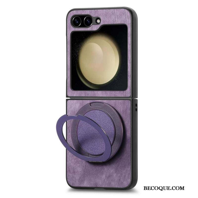 Kuori Samsung Galaxy Z Flip 7 Fe Mokkanahkaefekti Pyörivällä Jalustalla