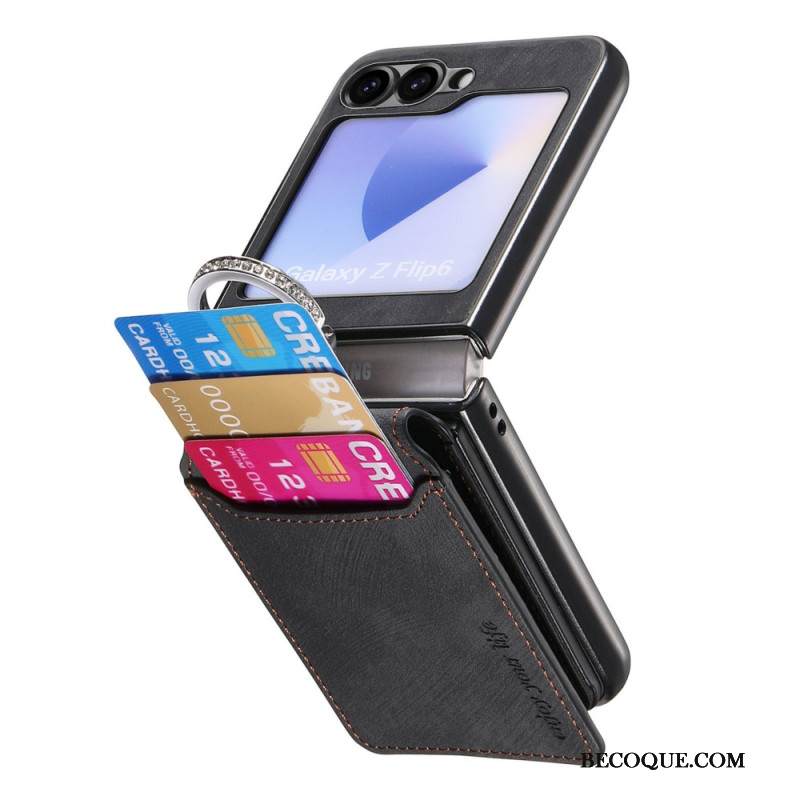 Kuori Samsung Galaxy Z Flip 7 Fe Mokkanahkakuvio Korttikotelolla Suojakuori