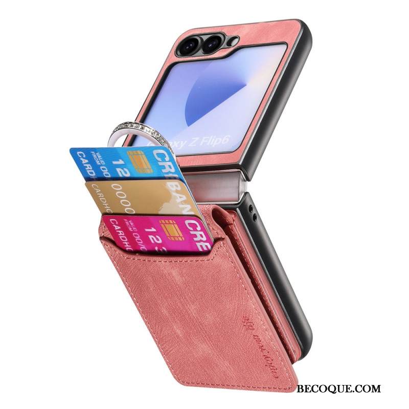 Kuori Samsung Galaxy Z Flip 7 Fe Mokkanahkakuvio Korttikotelolla Suojakuori