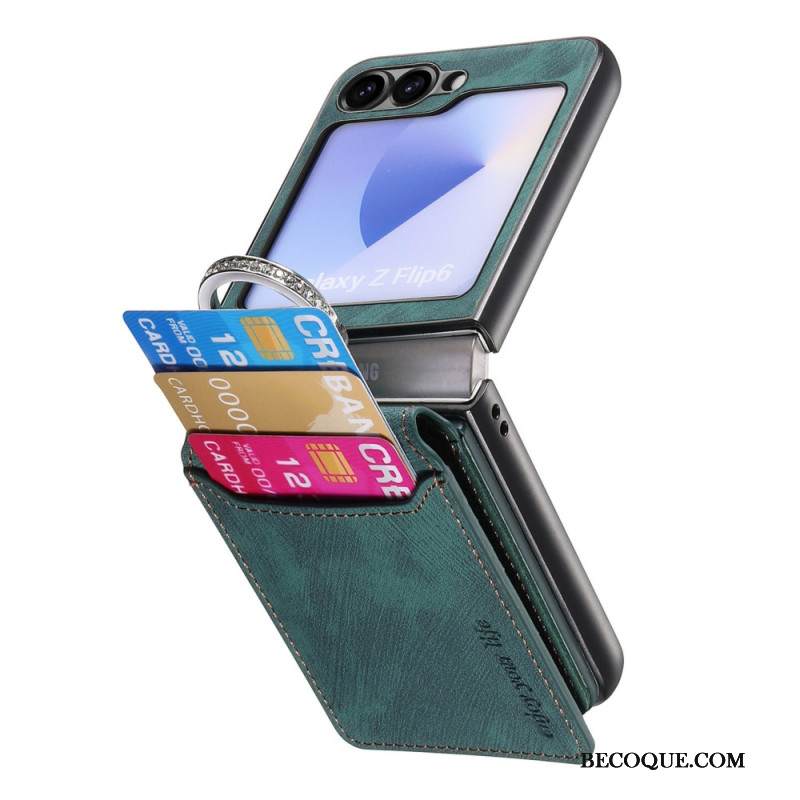 Kuori Samsung Galaxy Z Flip 7 Fe Mokkanahkakuvio Korttikotelolla Suojakuori