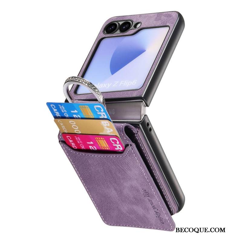 Kuori Samsung Galaxy Z Flip 7 Fe Mokkanahkakuvio Korttikotelolla Suojakuori