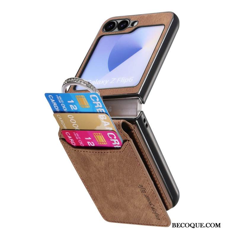 Kuori Samsung Galaxy Z Flip 7 Fe Mokkanahkakuvio Korttikotelolla Suojakuori