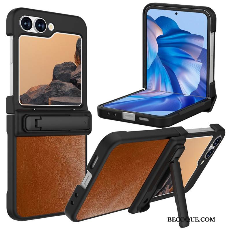 Kuori Samsung Galaxy Z Flip 7 Fe Nahkakuvio Jalustalla