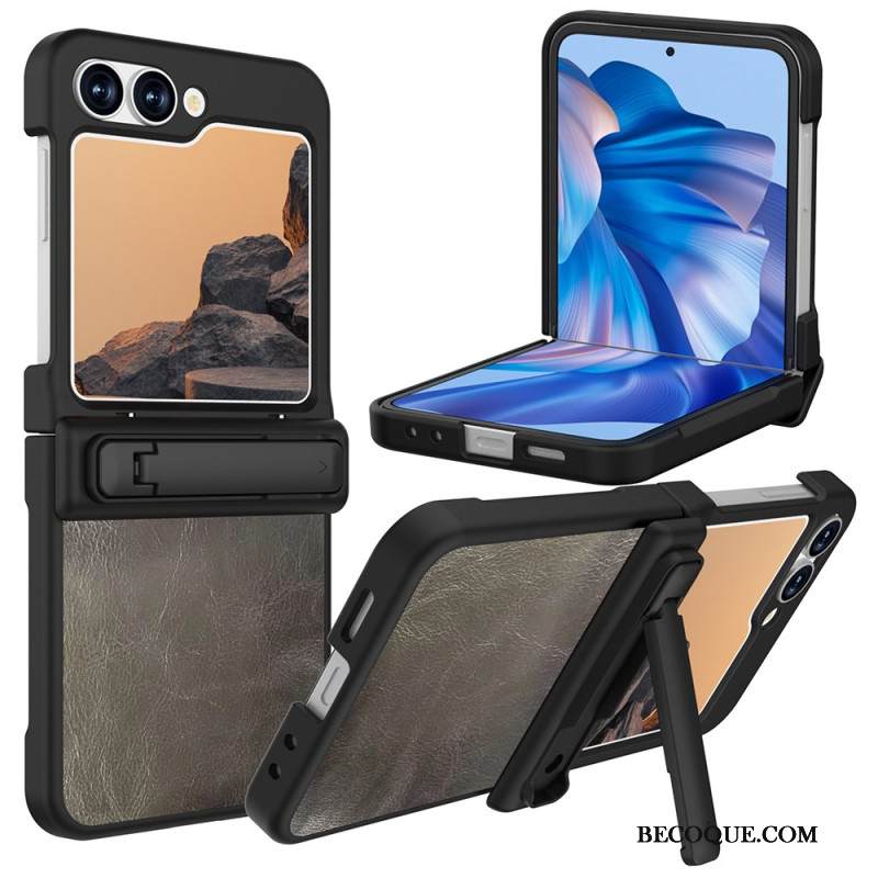 Kuori Samsung Galaxy Z Flip 7 Fe Nahkakuvio Jalustalla