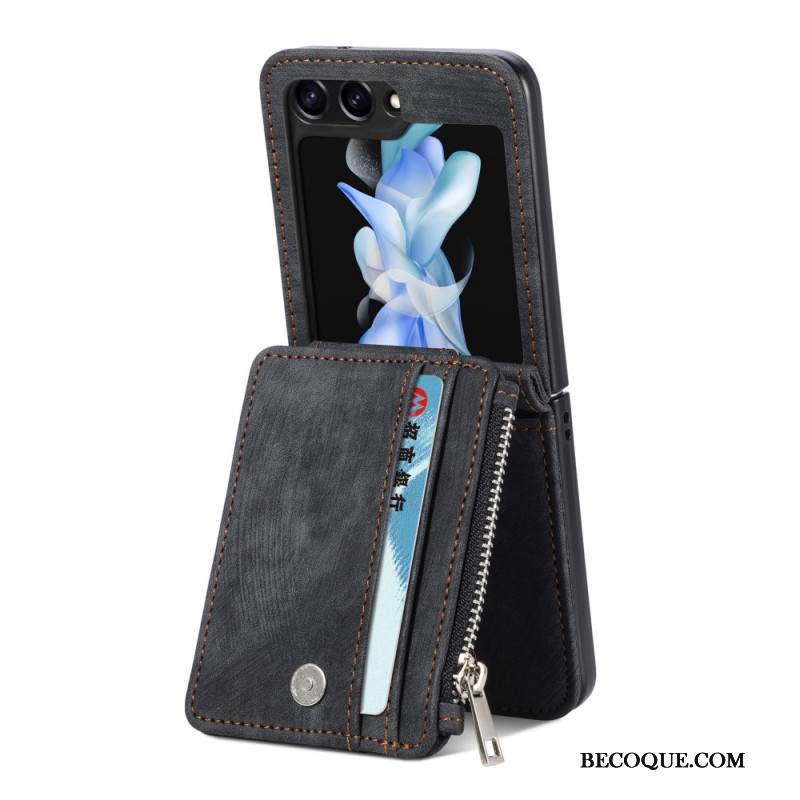 Kuori Samsung Galaxy Z Flip 7 Fe Retro Jalusta Ja Vetoketjullinen Korttipidike