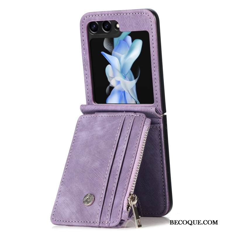 Kuori Samsung Galaxy Z Flip 7 Fe Retro Jalusta Ja Vetoketjullinen Korttipidike