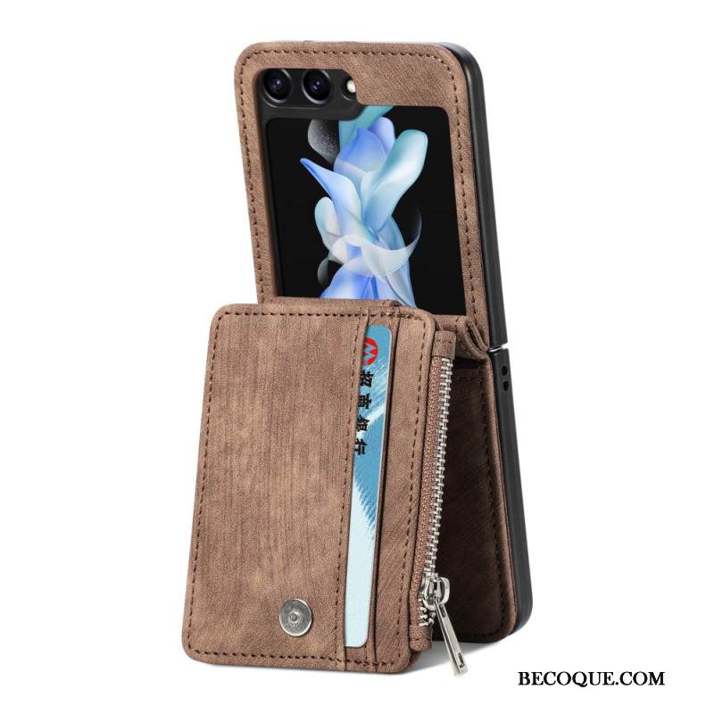Kuori Samsung Galaxy Z Flip 7 Fe Retro Jalusta Ja Vetoketjullinen Korttipidike